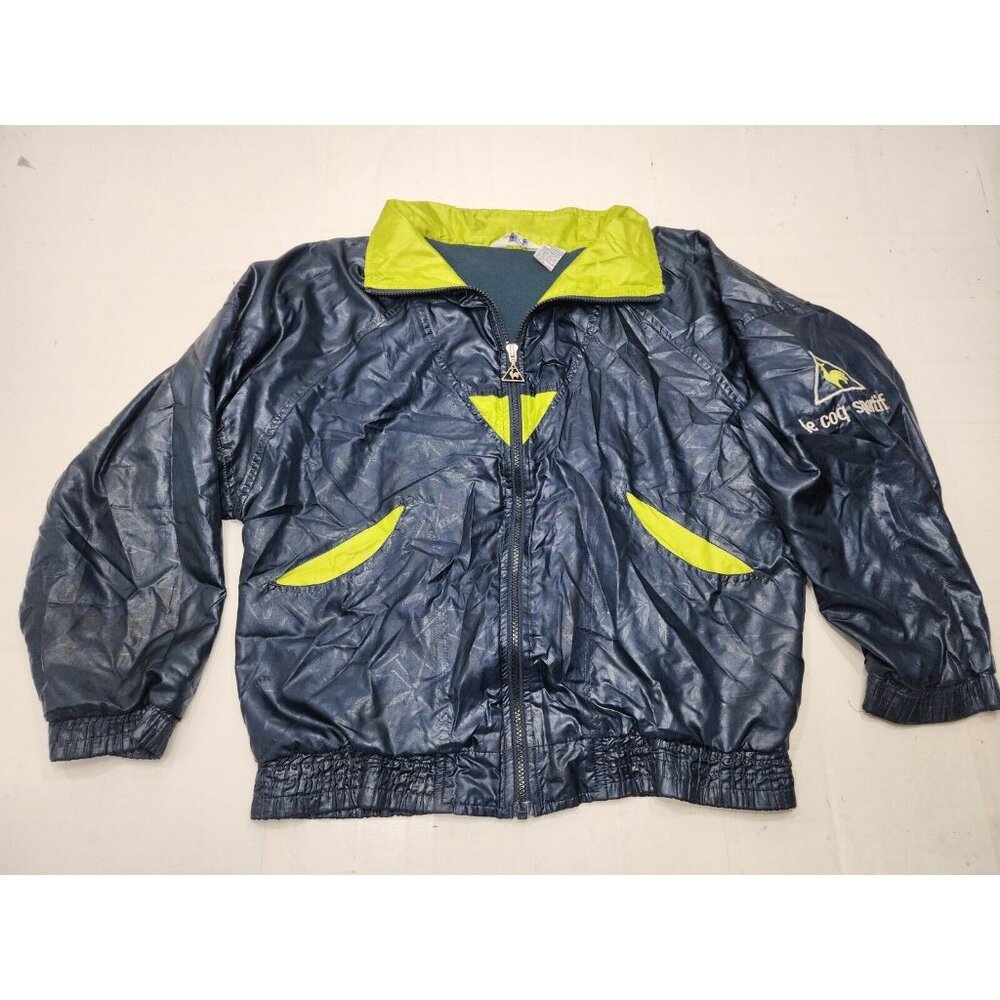 Vintage Le Coq Sportif Full Zip Lined Windbreaker Jacket Navy Size Med